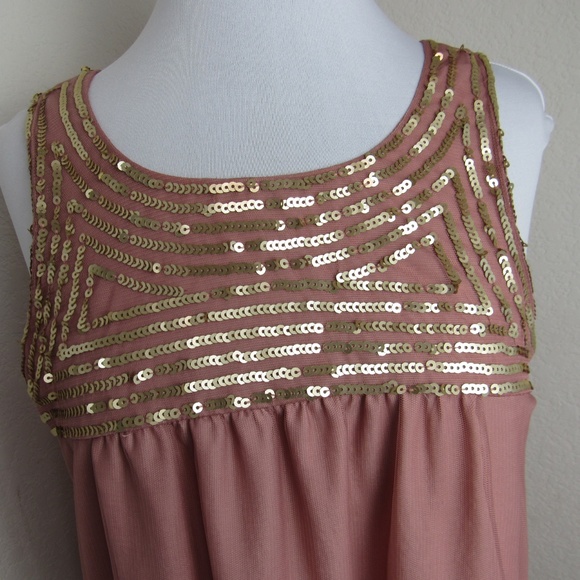 Loft Blush Pink Sleeveless Sequin top. B - Picture 3 of 8